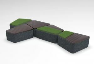 Комплекс бетонных скамеек серии Uniun с вазонами