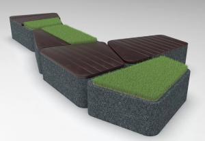 Комплекс бетонных скамеек серии Uniun с вазонами